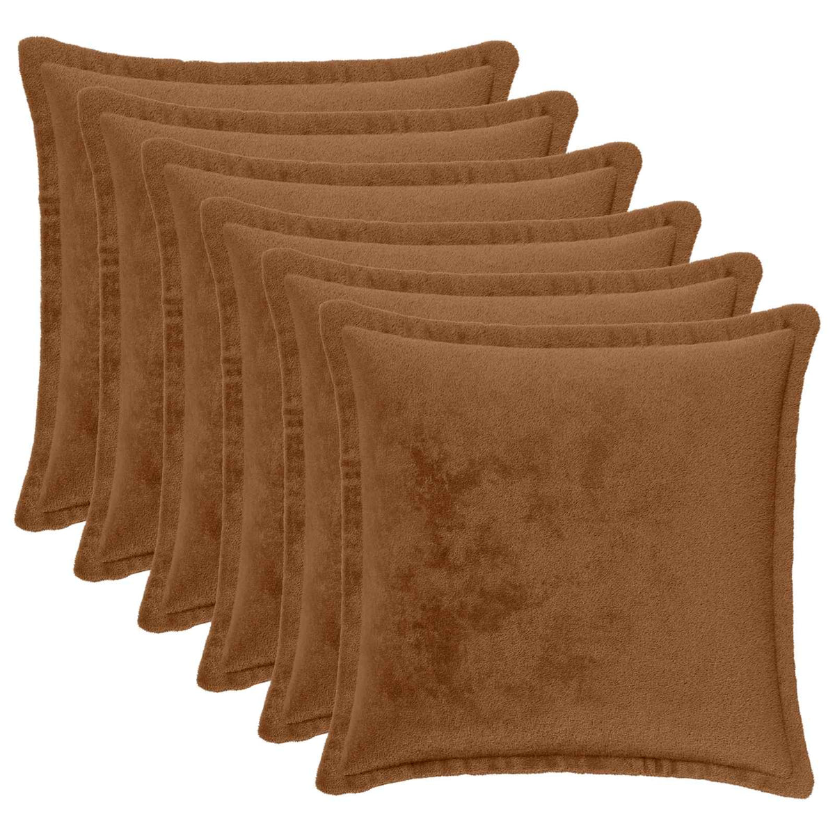 Cushion Cover 6 pcs HOUTEN Light Brown 35 x 35 cm Flannel