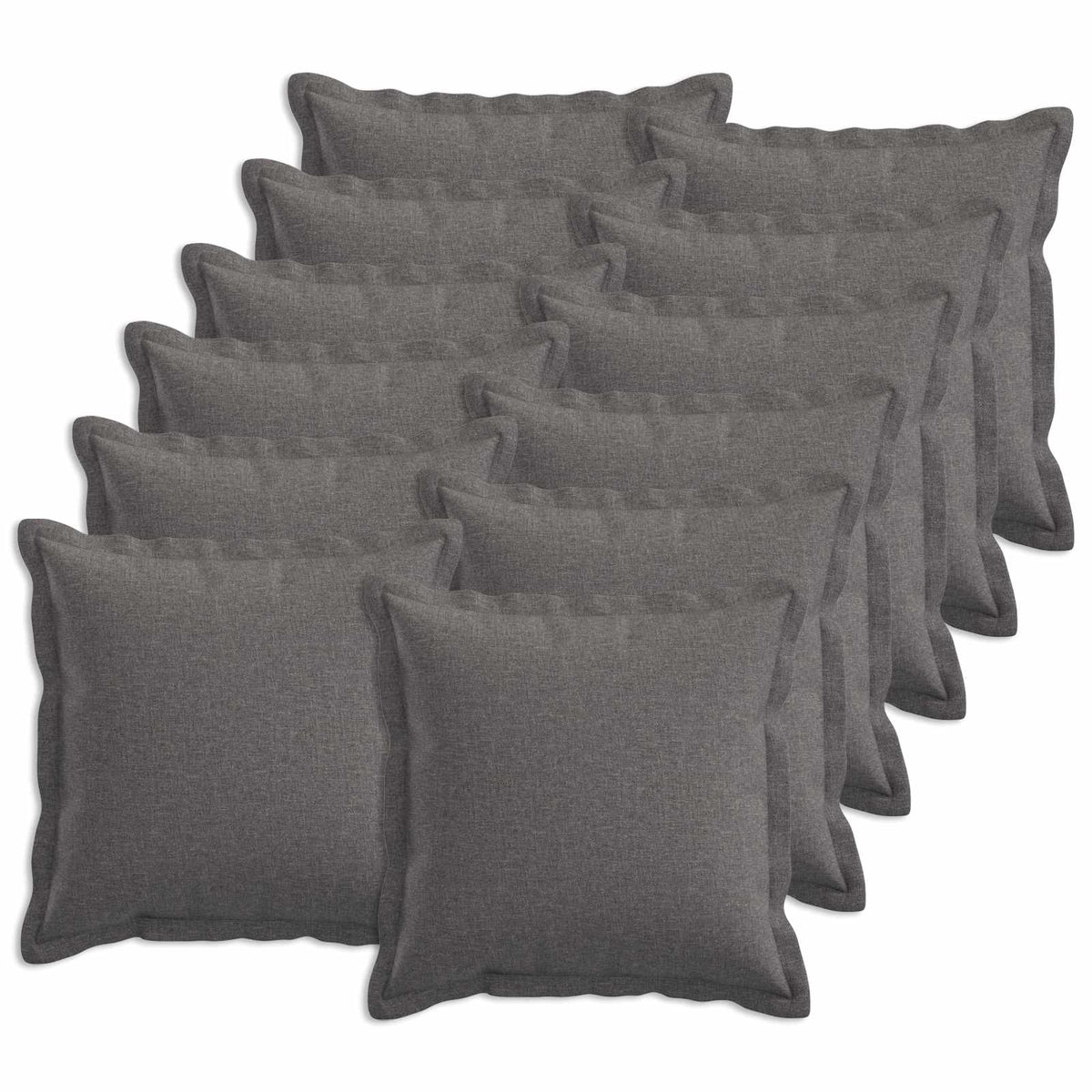 Cushion Cover 12 pcs HOUTEN Light Grey 40 x 40 cm Faux Linen