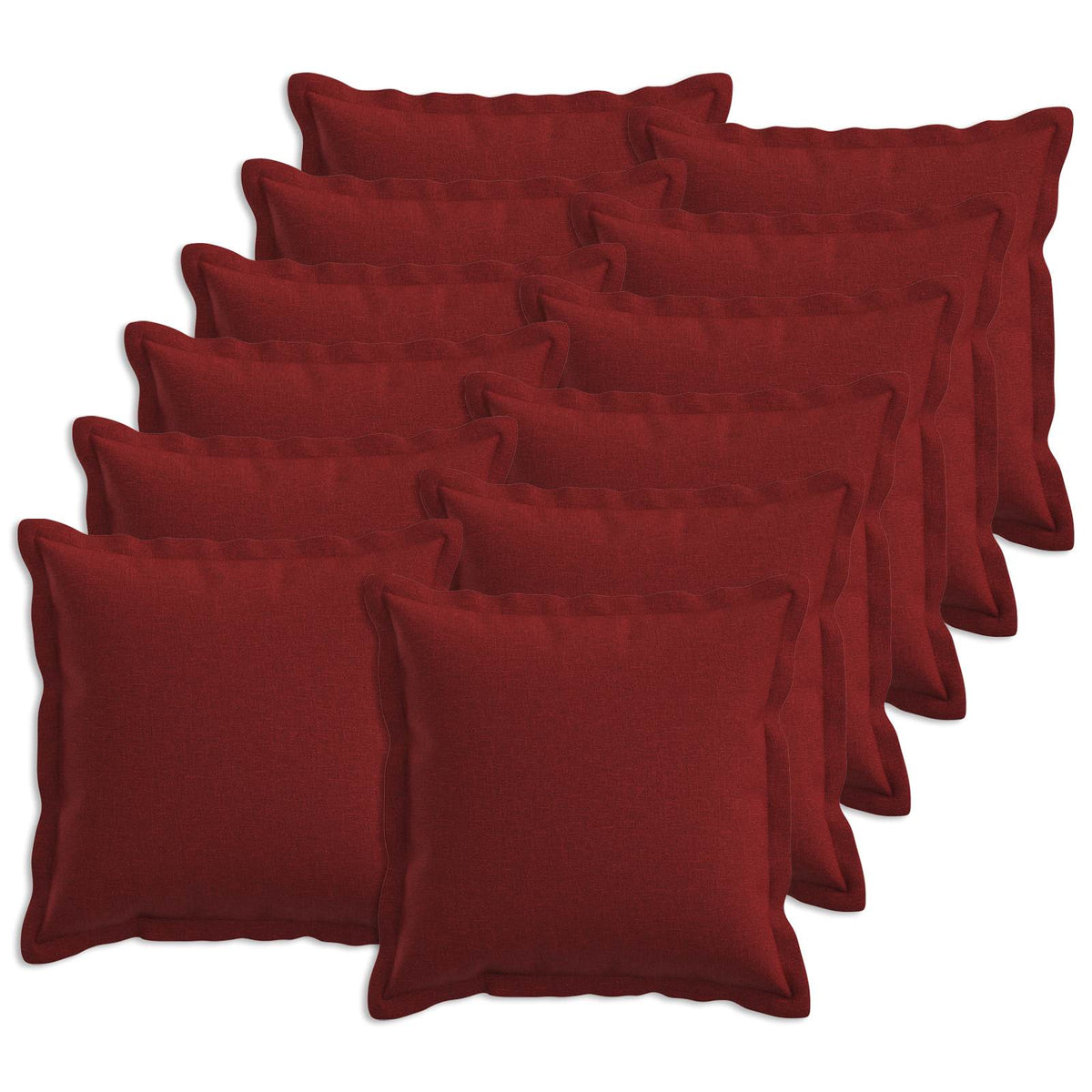 Cushion Cover 12 pcs HOUTEN Wine Red 40 x 40 cm Faux Linen