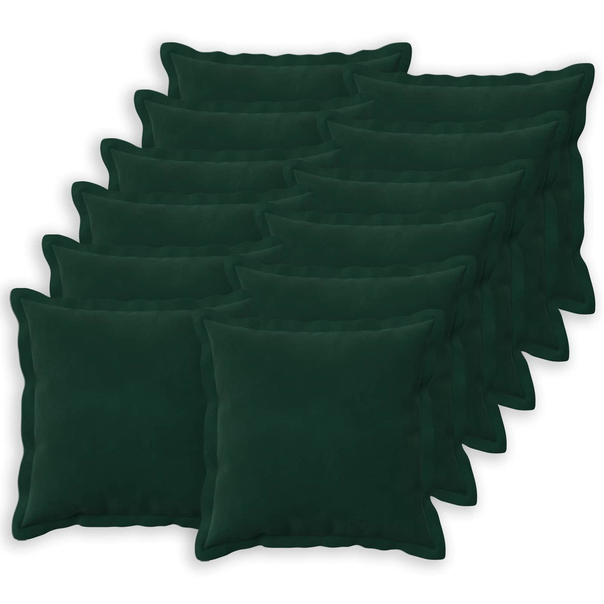 Cushion Cover 12 pcs HOUTEN Dark Green 40 x 40 cm Velvet