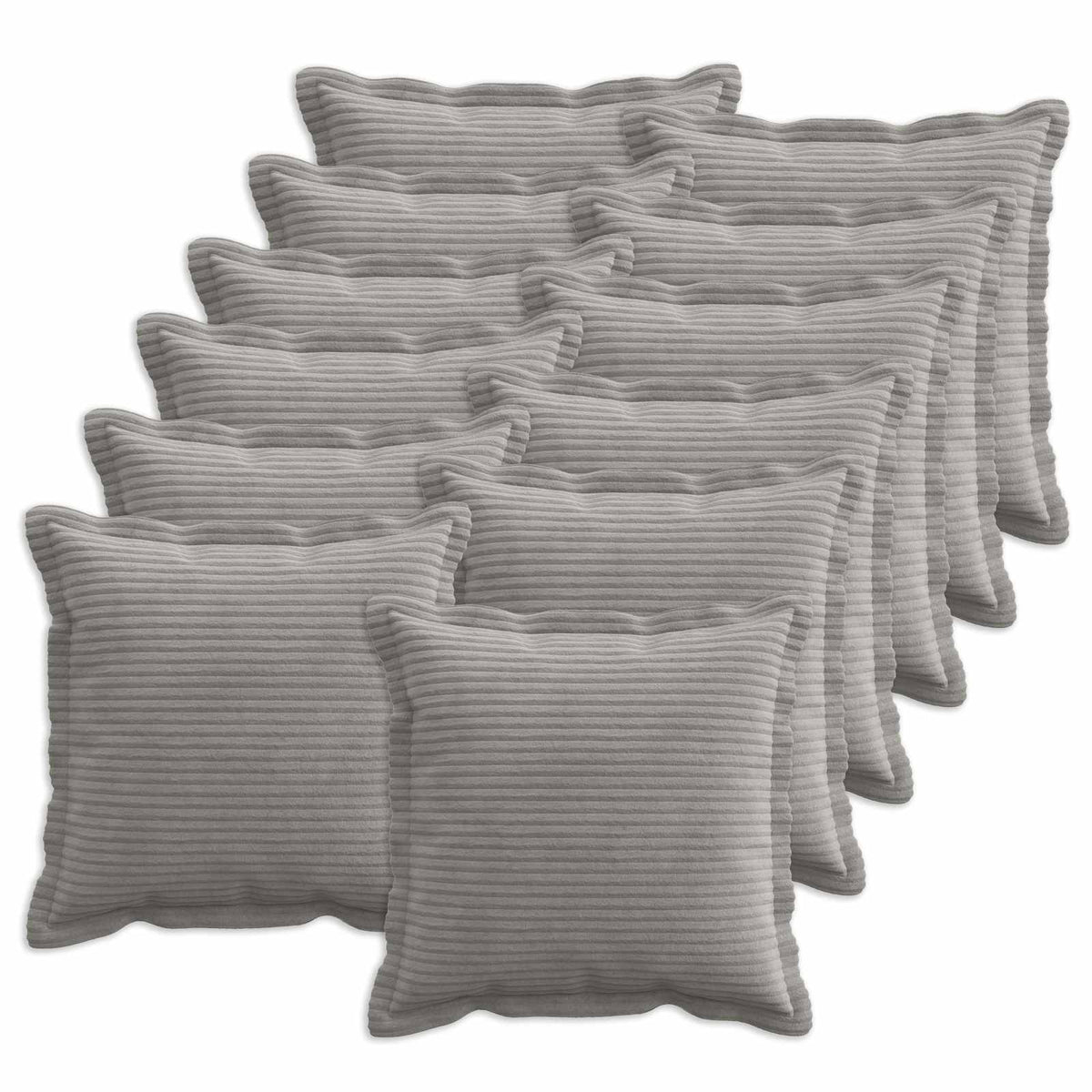 Cushion Cover 12 pcs HOUTEN Light Grey 40 x 40 cm Corduroy