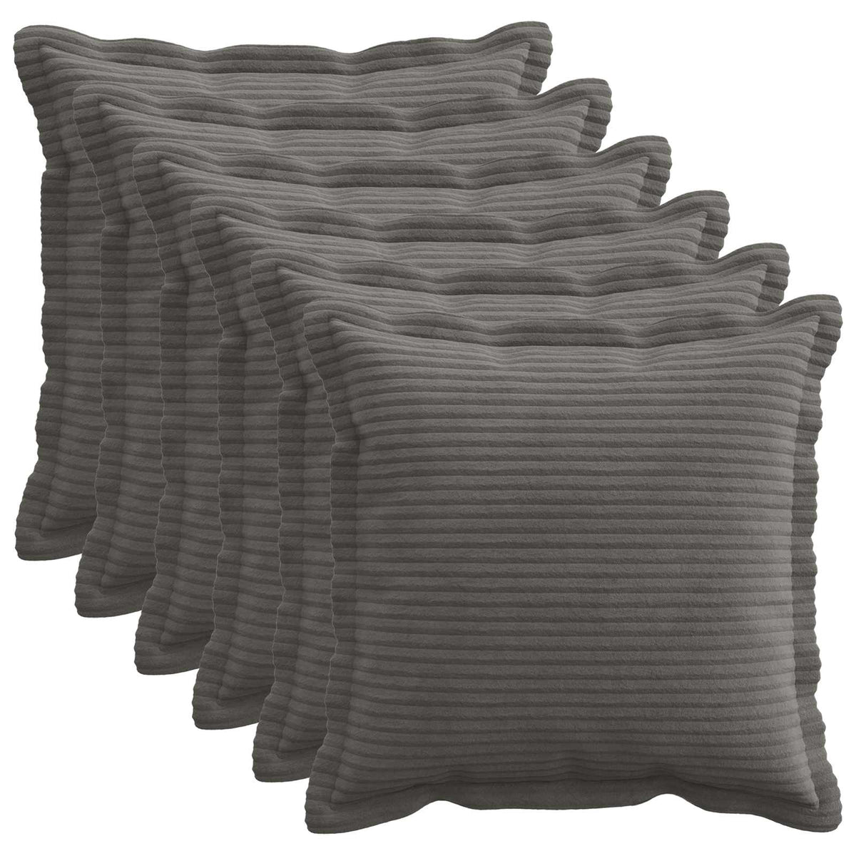 Cushion Cover 6 pcs HOUTEN Dark Grey 40 x 40 cm Corduroy