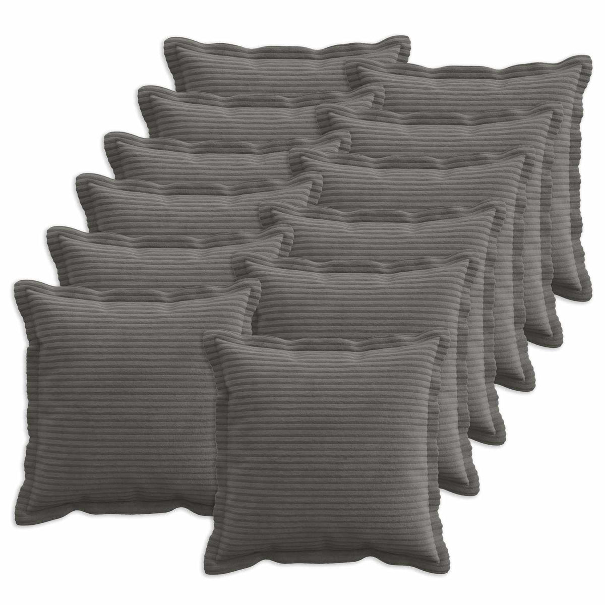 Cushion Cover 12 pcs HOUTEN Dark Grey 40 x 40 cm Corduroy