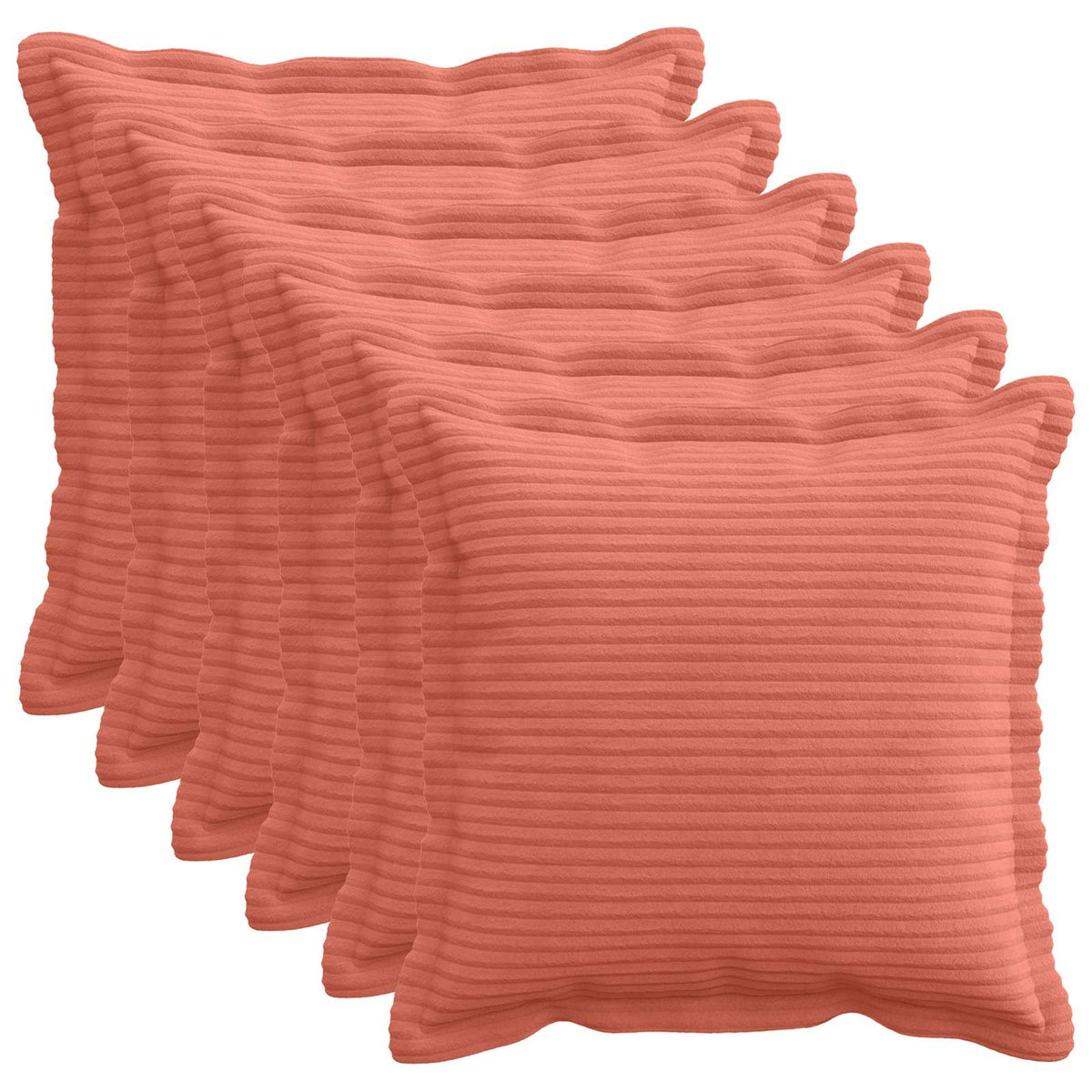 Cushion Cover 6 pcs HOUTEN Red Orange 40 x 40 cm Corduroy