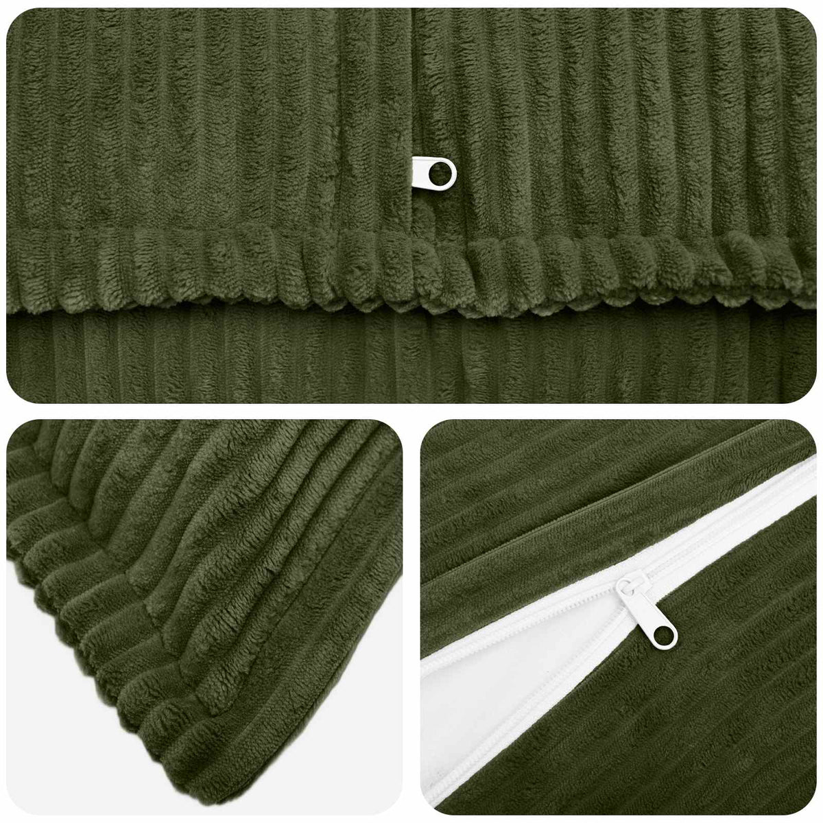 Cushion Cover 2 pcs HOUTEN Green 40 x 40 cm Corduroy