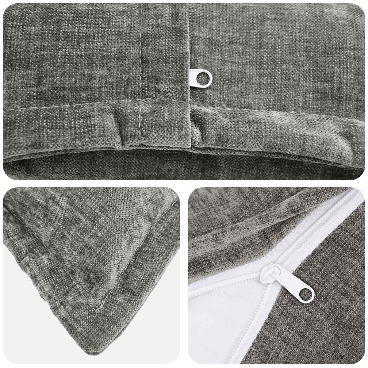Cushion Cover 6 pcs HOUTEN Dark Grey 40 x 40 cm Chenille Fabric