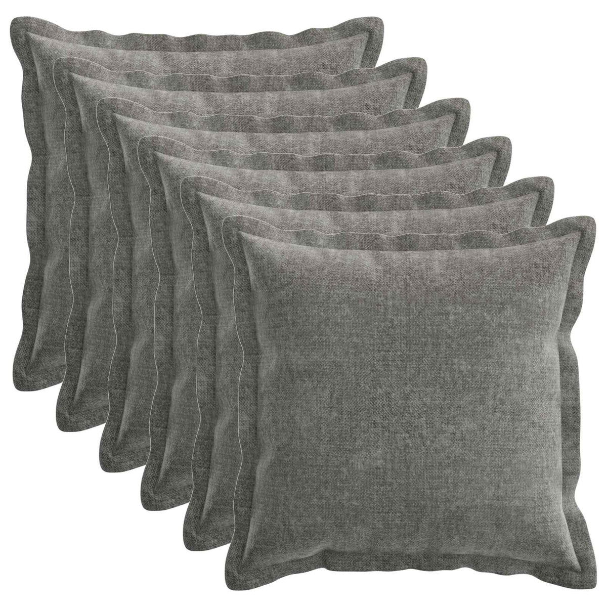 Cushion Cover 6 pcs HOUTEN Dark Grey 40 x 40 cm Chenille Fabric