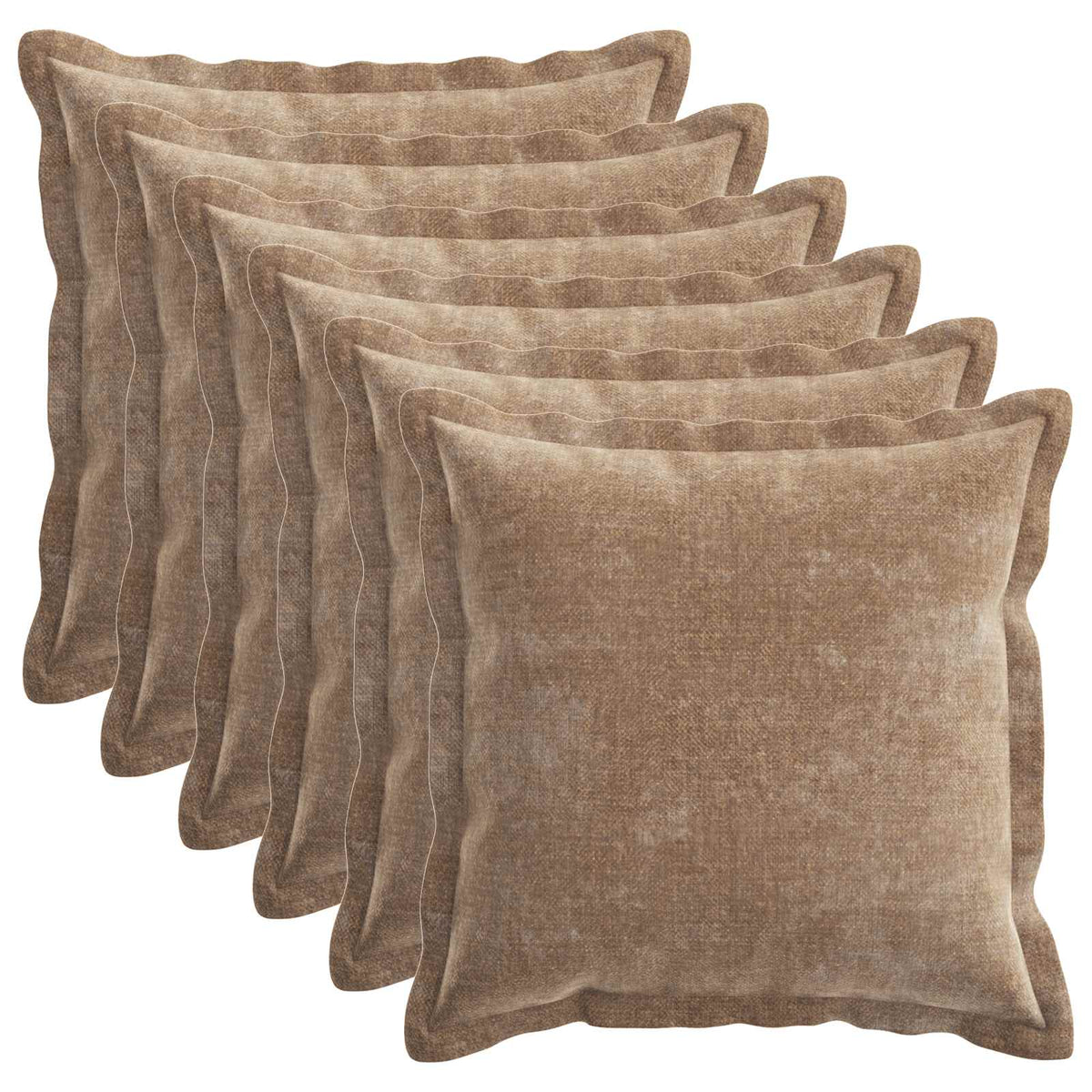 Cushion Cover 6 pcs HOUTEN Brown 40 x 40 cm Chenille Fabric