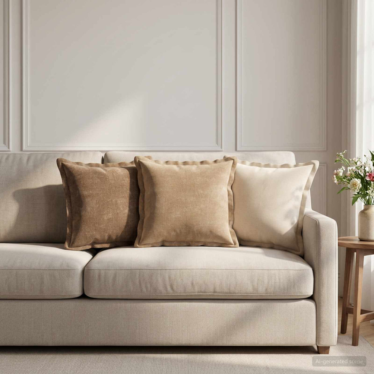 Cushion Cover 12 pcs HOUTEN Taupe 40 x 40 cm Chenille Fabric