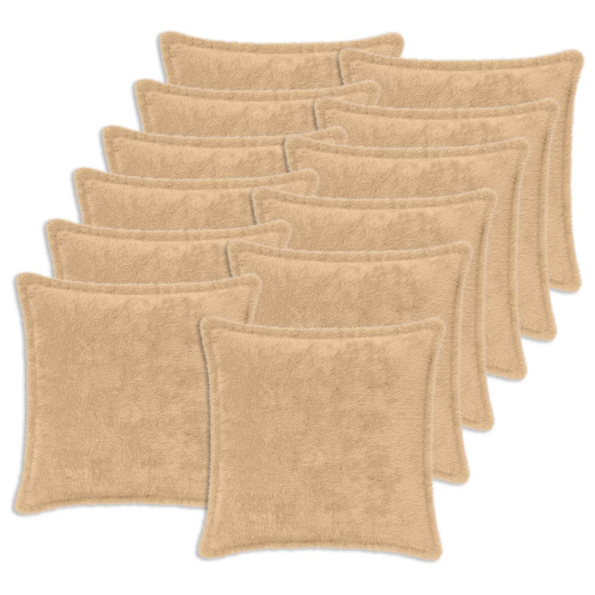 Cushion Cover 12 pcs HOUTEN Cream 40 x 40 cm Faux Rabbit Fur
