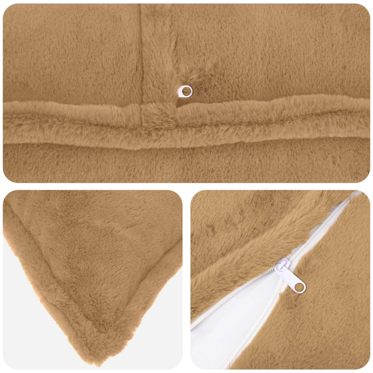 Cushion Cover 12 pcs HOUTEN Taupe 40 x 40 cm Faux Rabbit Fur