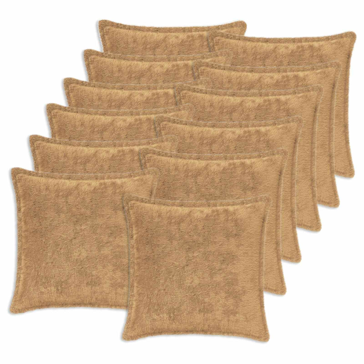 Cushion Cover 12 pcs HOUTEN Taupe 40 x 40 cm Faux Rabbit Fur