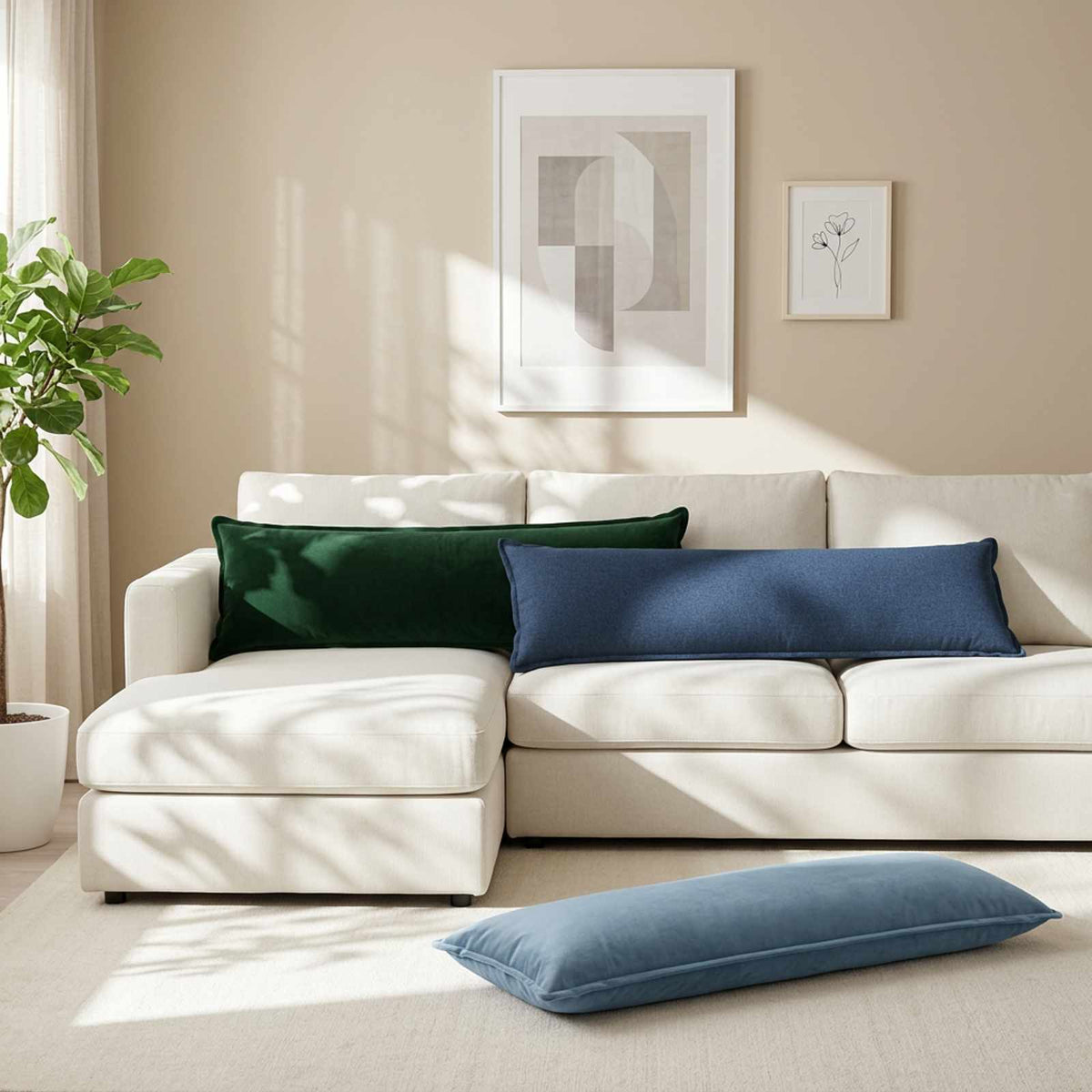 Throw Pillow 2 pcs HOUTEN Jeans Blue 40 x 145 cm Faux Linen