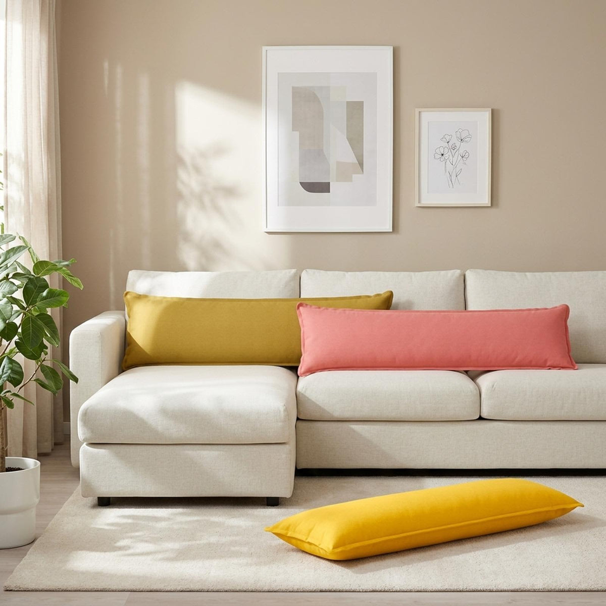 Throw Pillow 2 pcs HOUTEN Light Green 40 x 145 cm Faux Linen