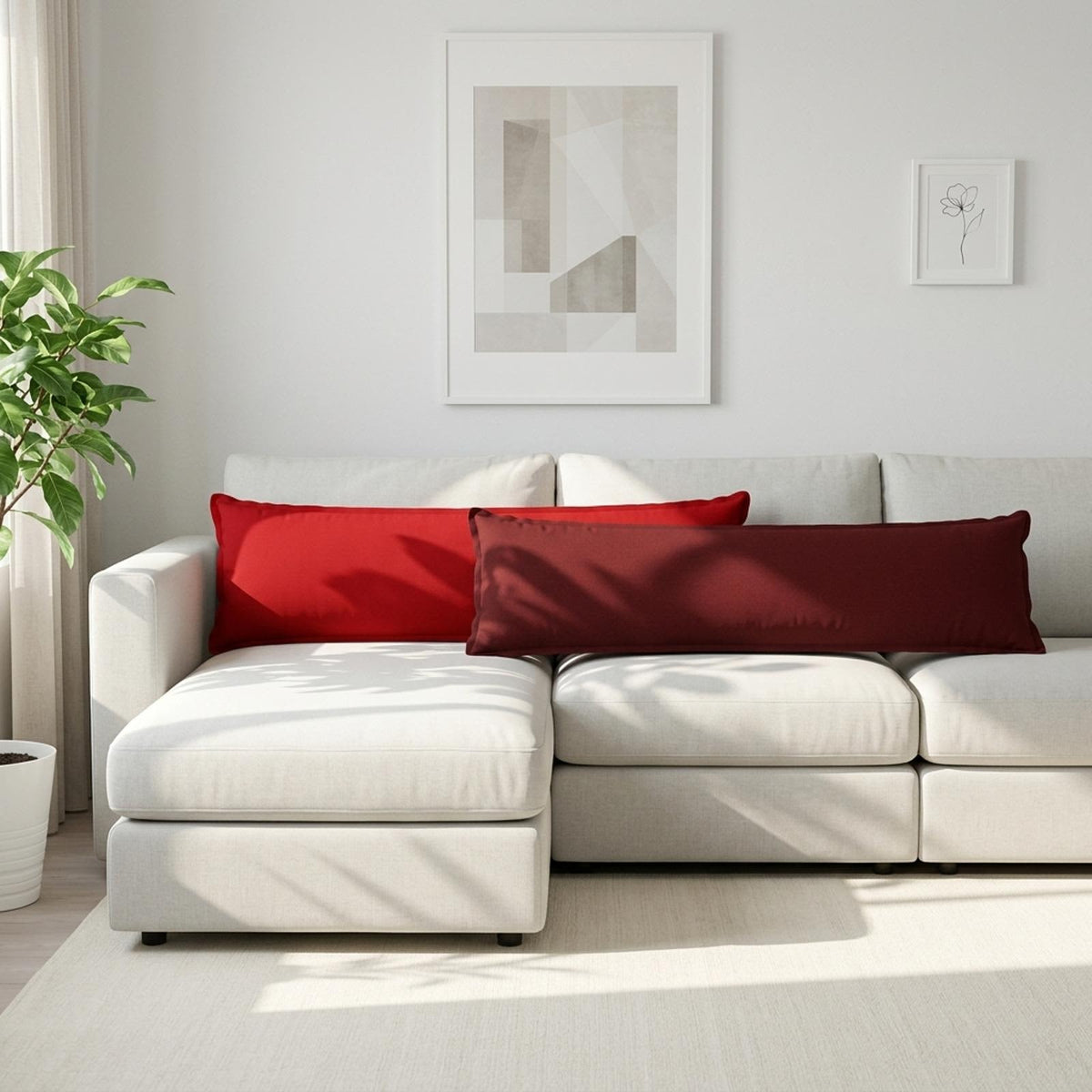 Throw Pillow HOUTEN Wine Red 40 x 145 cm Faux Linen