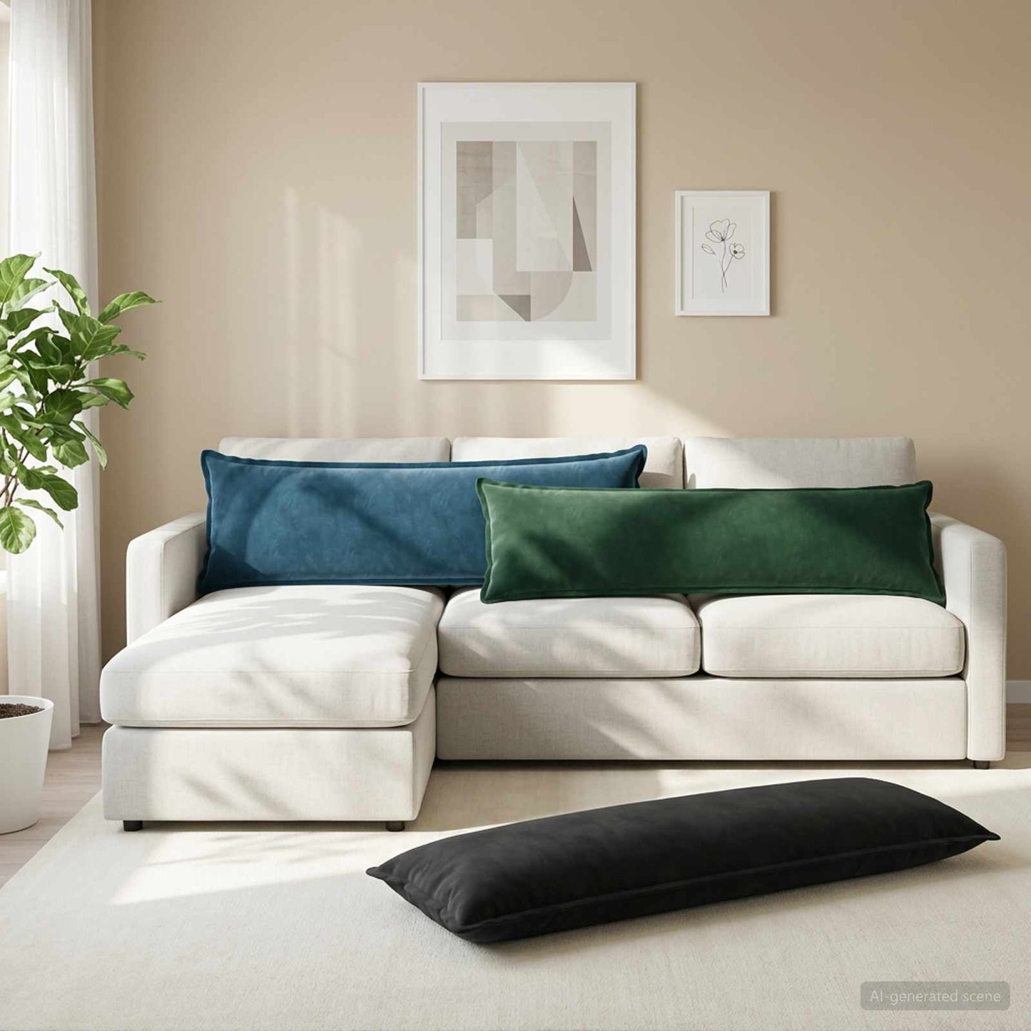 Cushion with Pillow HOUTEN 2 pcs Blue Velvet