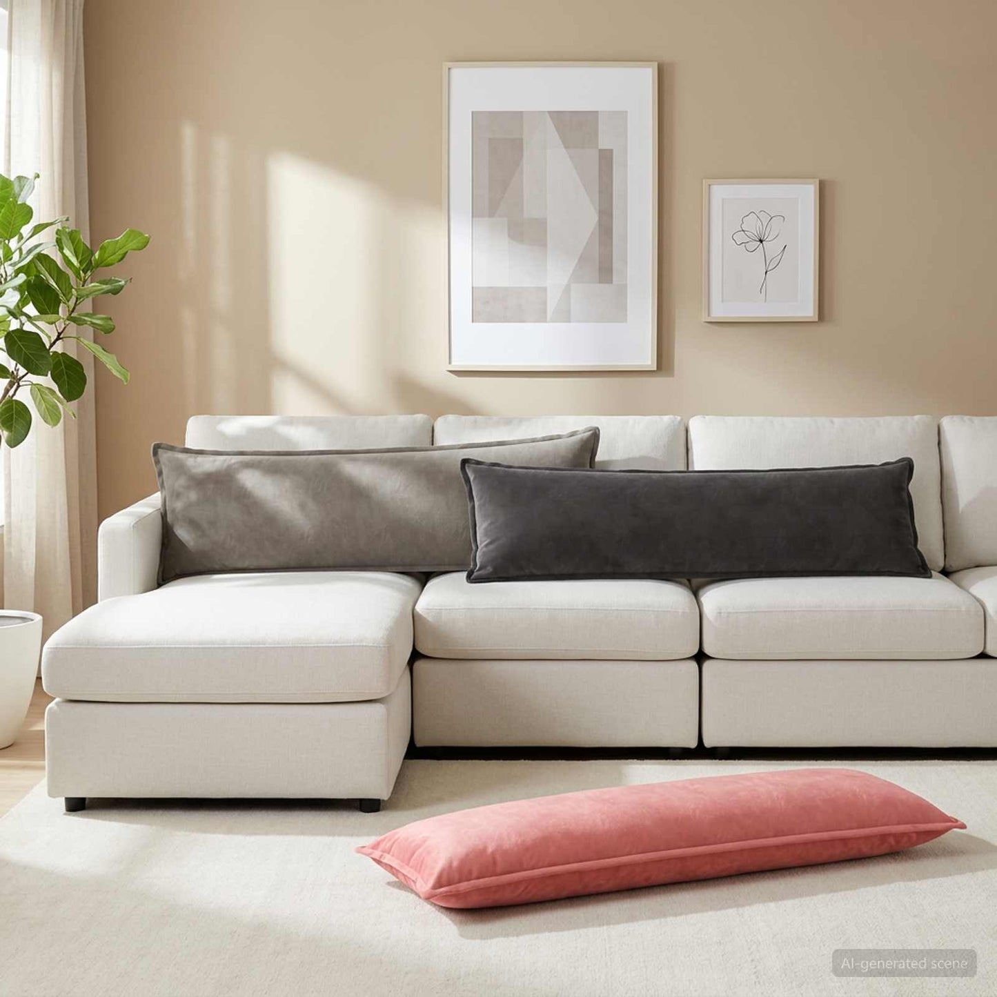 Cushion with Pillow HOUTEN Dark Grey 40 x 145 cm Velvet