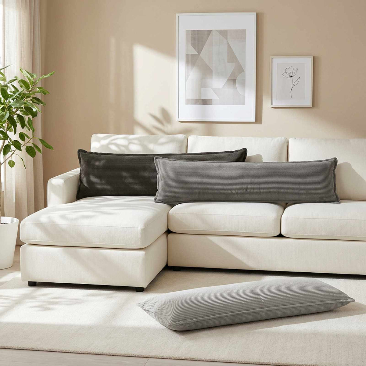 Cushion Cover HOUTEN Dark Grey 40 x 145 cm Corduroy
