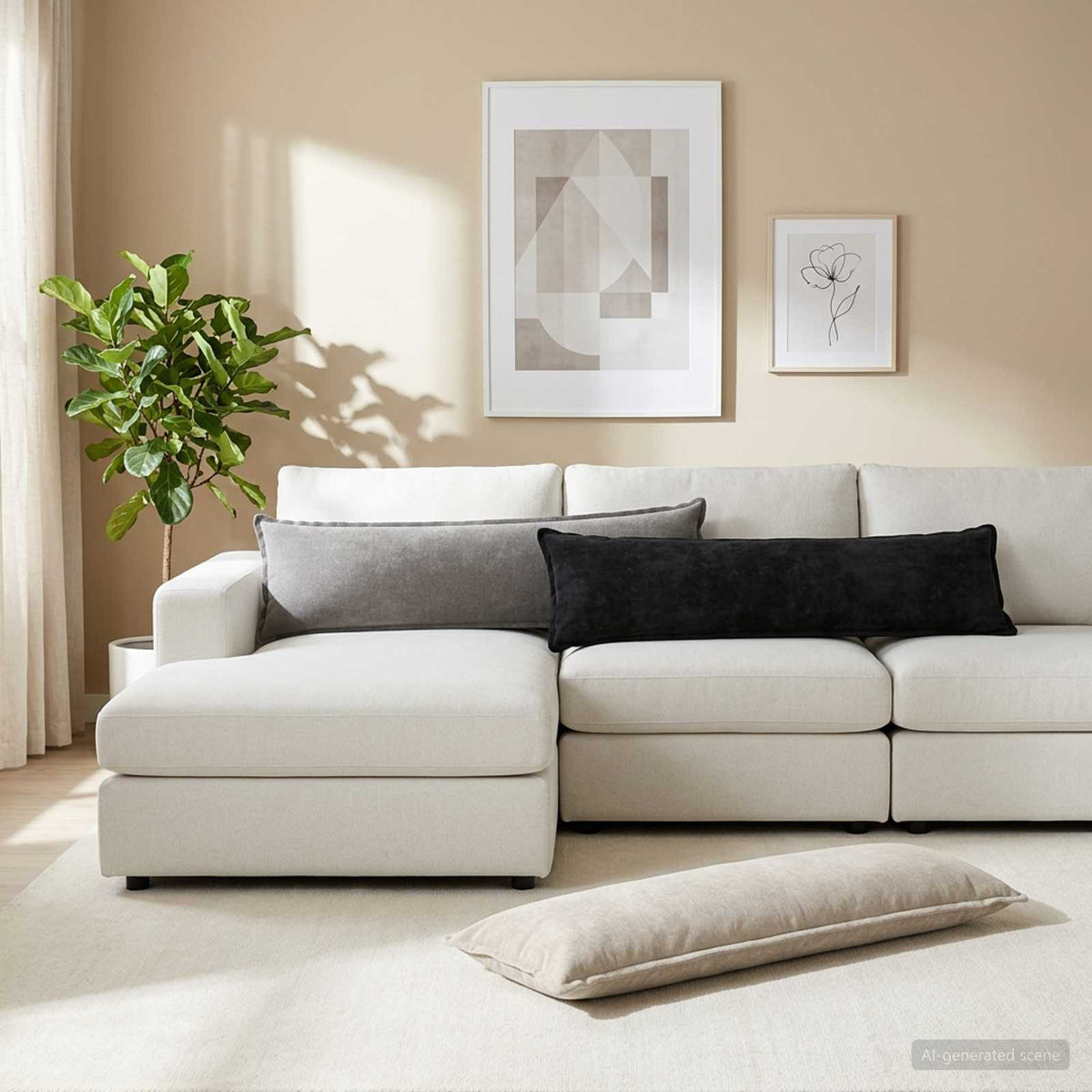 Cushion Cover 2 pcs HOUTEN Dark Grey 40 x 145 cm