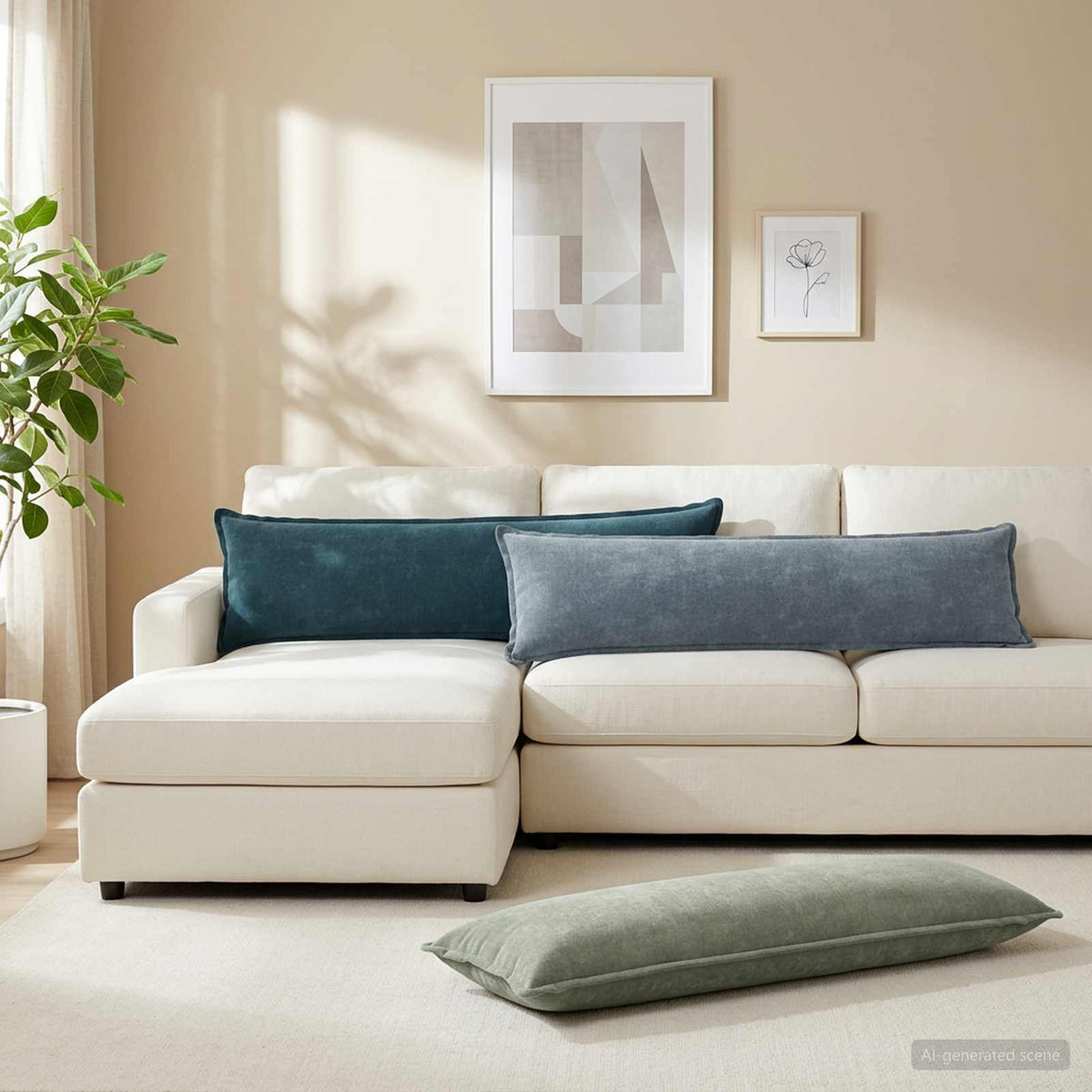 Cushion Cover HOUTEN Light Blue 40 x 145 cm Chenille Fabric