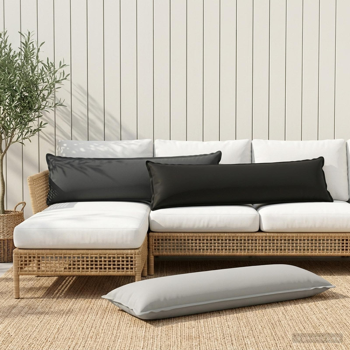 Cushion with Pillow HOUTEN 2 pcs Anthracite Polyester