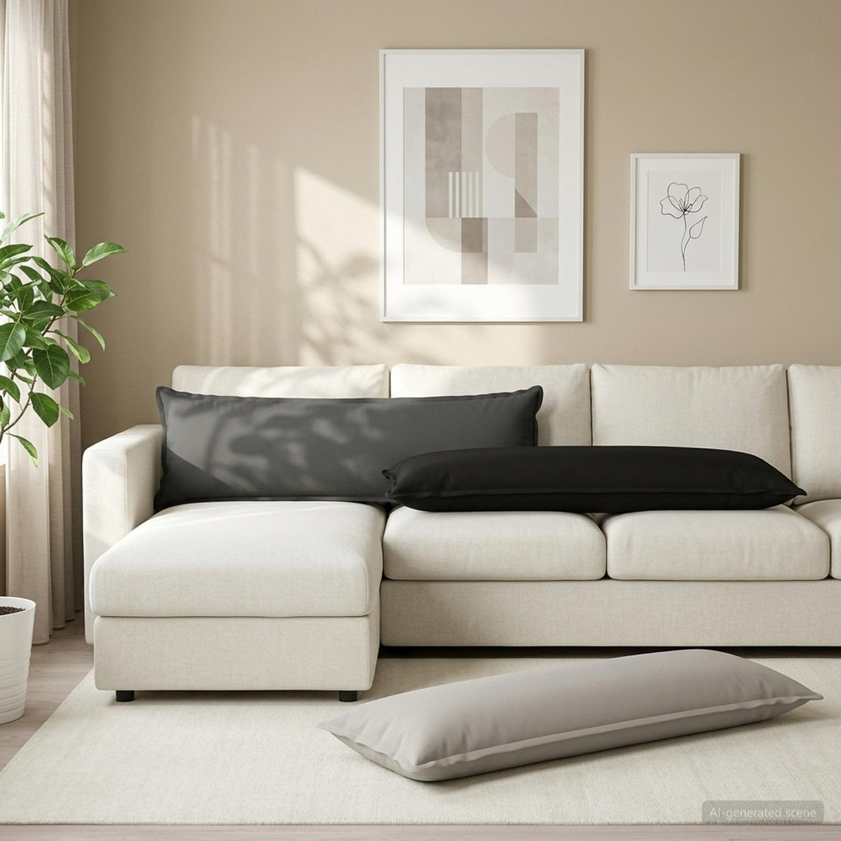 Cushion with Pillow HOUTEN Grey 40 x 145 cm Polyester