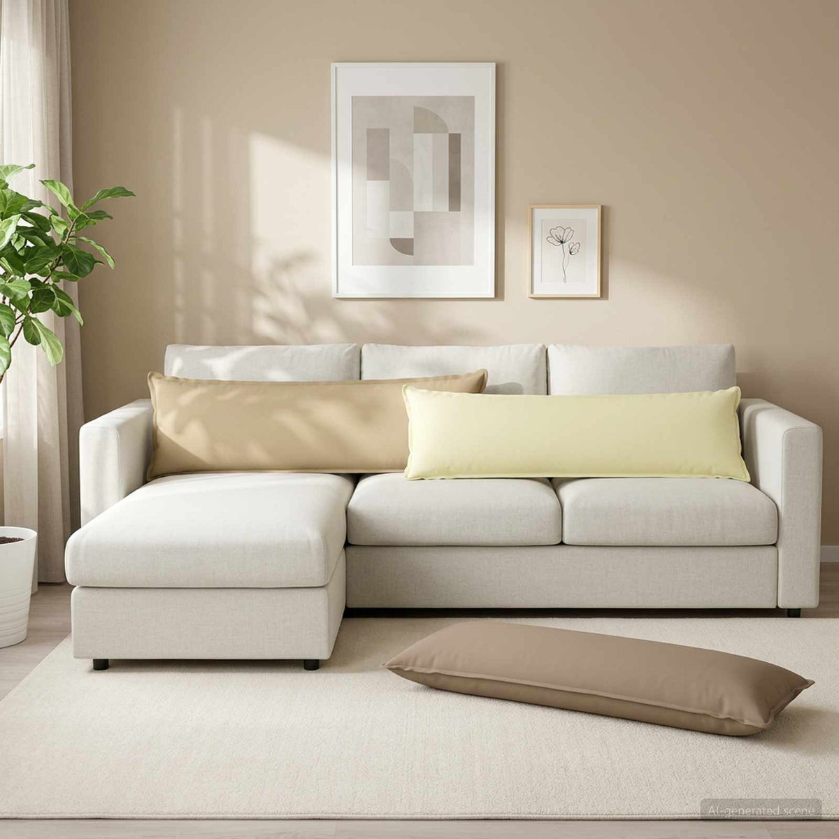 Cushion with Pillow HOUTEN 2 pcs Beige Polyester