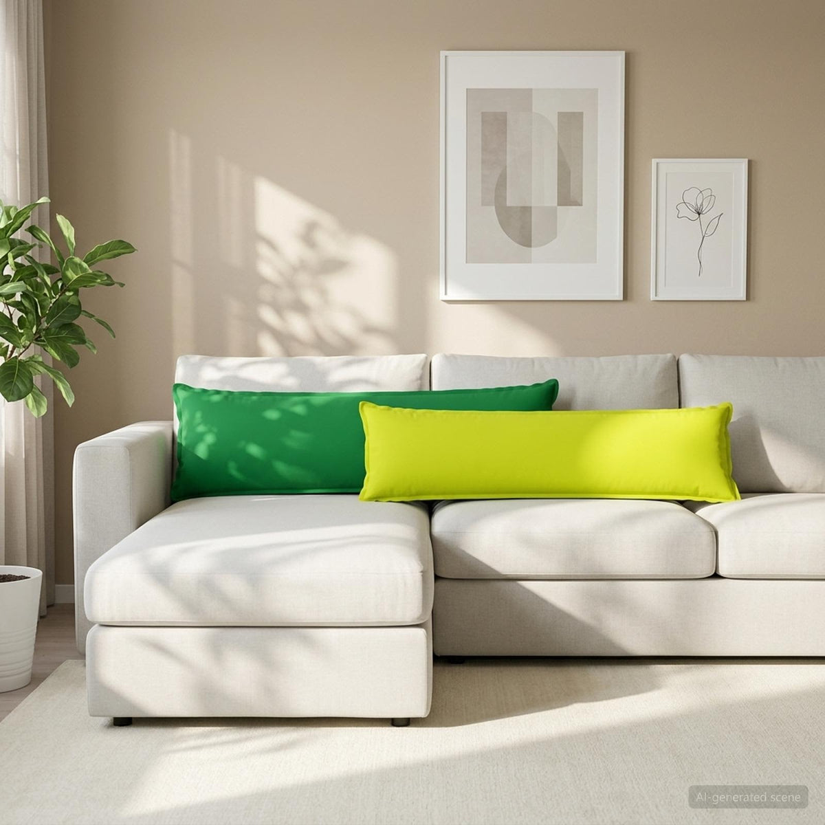 Cushion Cover 2 pcs HOUTEN Bright Green 40 x 145 cm Polyester