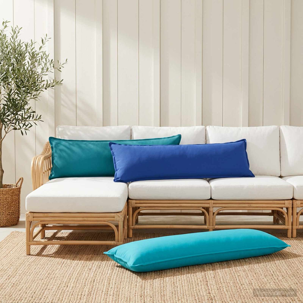 Cushion Cover 2 pcs HOUTEN Royal Blue 40 x 145 cm Polyester