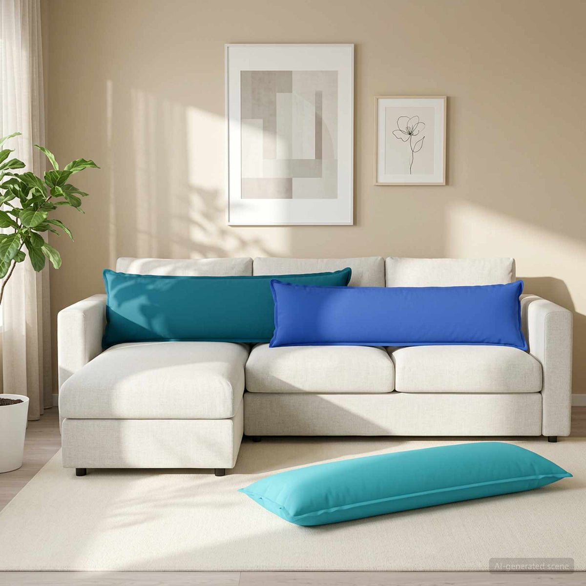 Cushion with Pillow HOUTEN Light Blue 40 x 145 cm Polyester