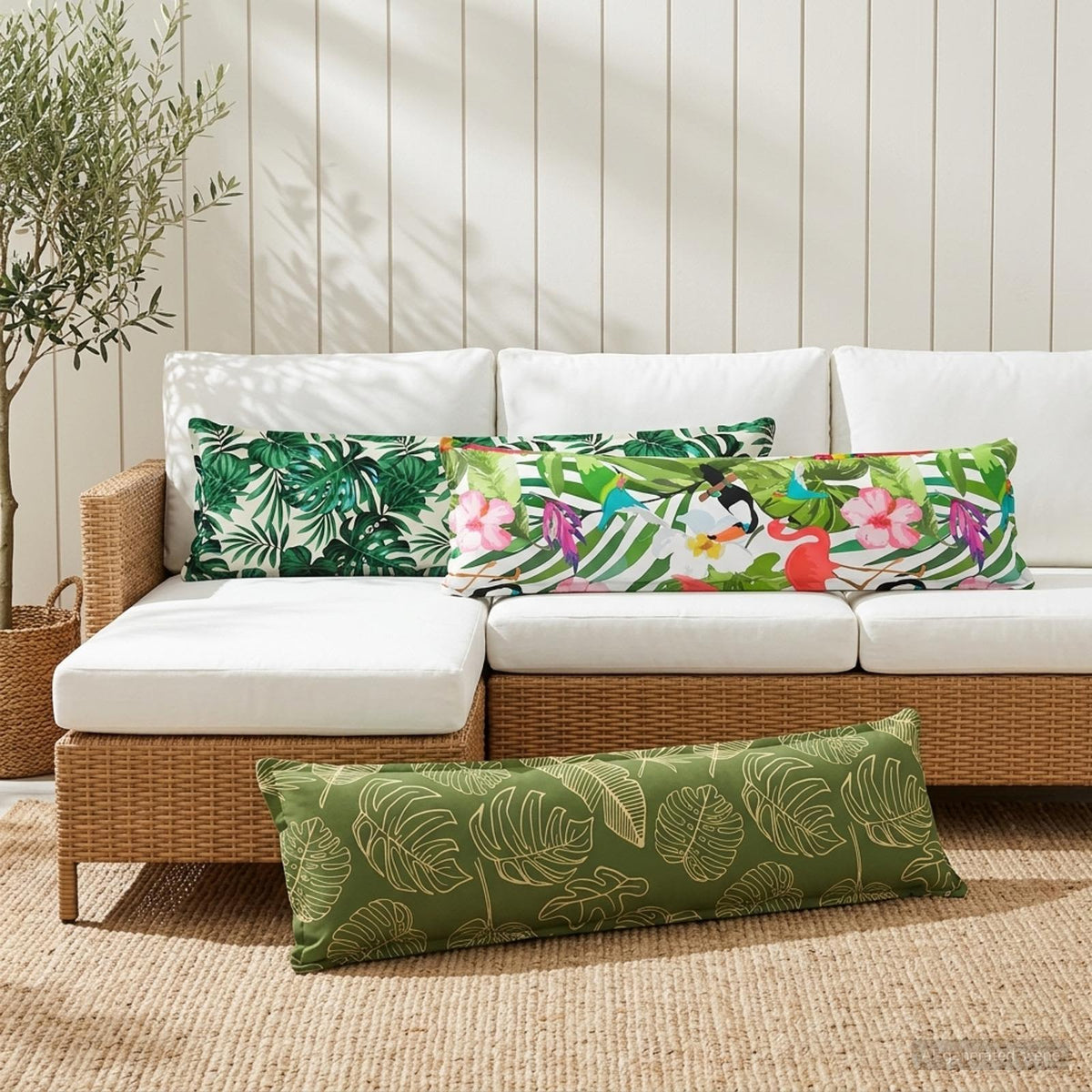 Cushion Cover 2 pcs HOUTEN Multicolour 40 x 145 cm Polyester