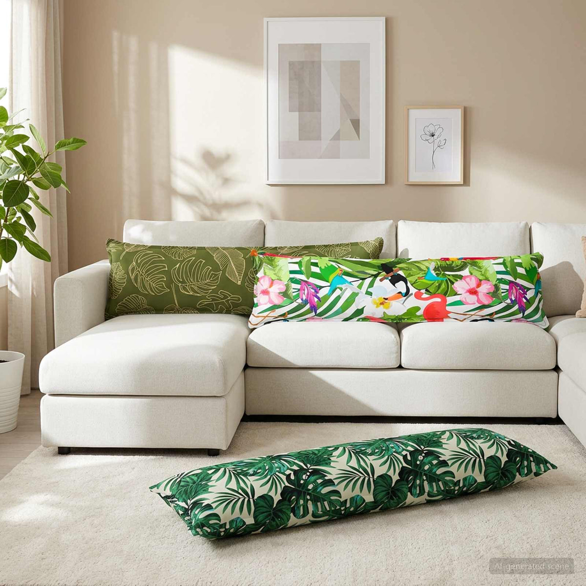 Cushion Leaf HOUTEN Leaf Pattern 40 x 145 cm Polyester