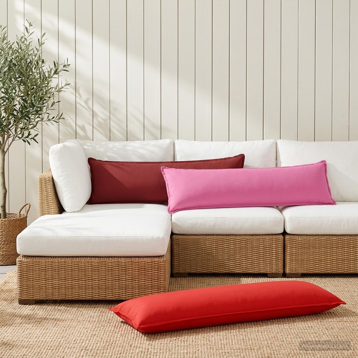 Cushion with Pillow HOUTEN Wine Red 40 x 145 cm Polyester