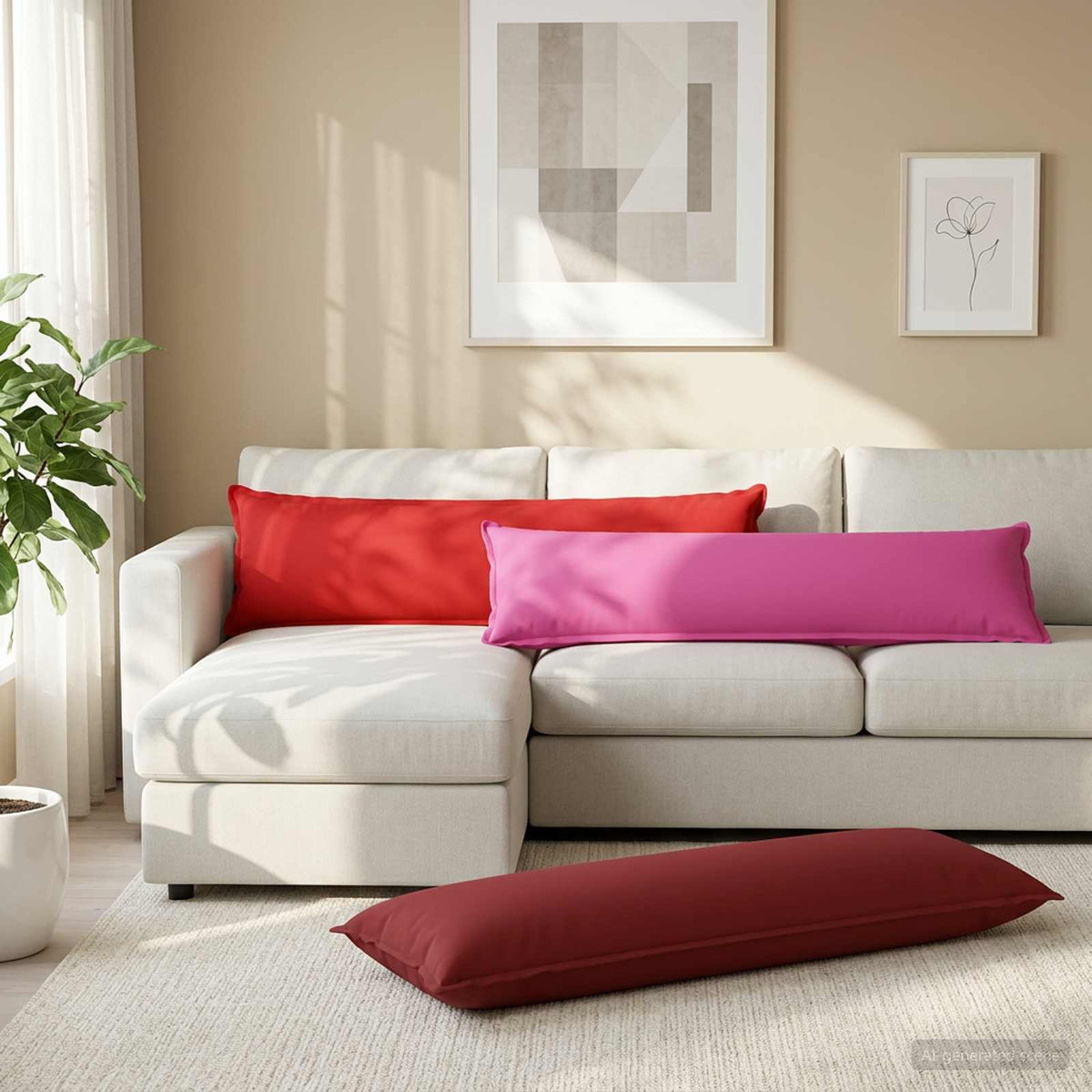 Cushion with Pillow HOUTEN Wine Red 40 x 145 cm Polyester