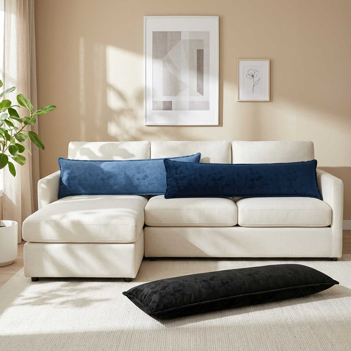 Cushion Cover 2 pcs HOUTEN Light Blue 40 x 145 cm Flannel