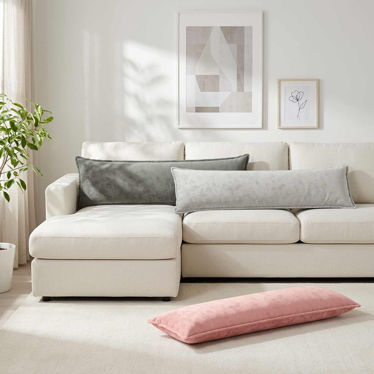 Cushion Cover 2 pcs HOUTEN Light Grey 40 x 145 cm Flannel