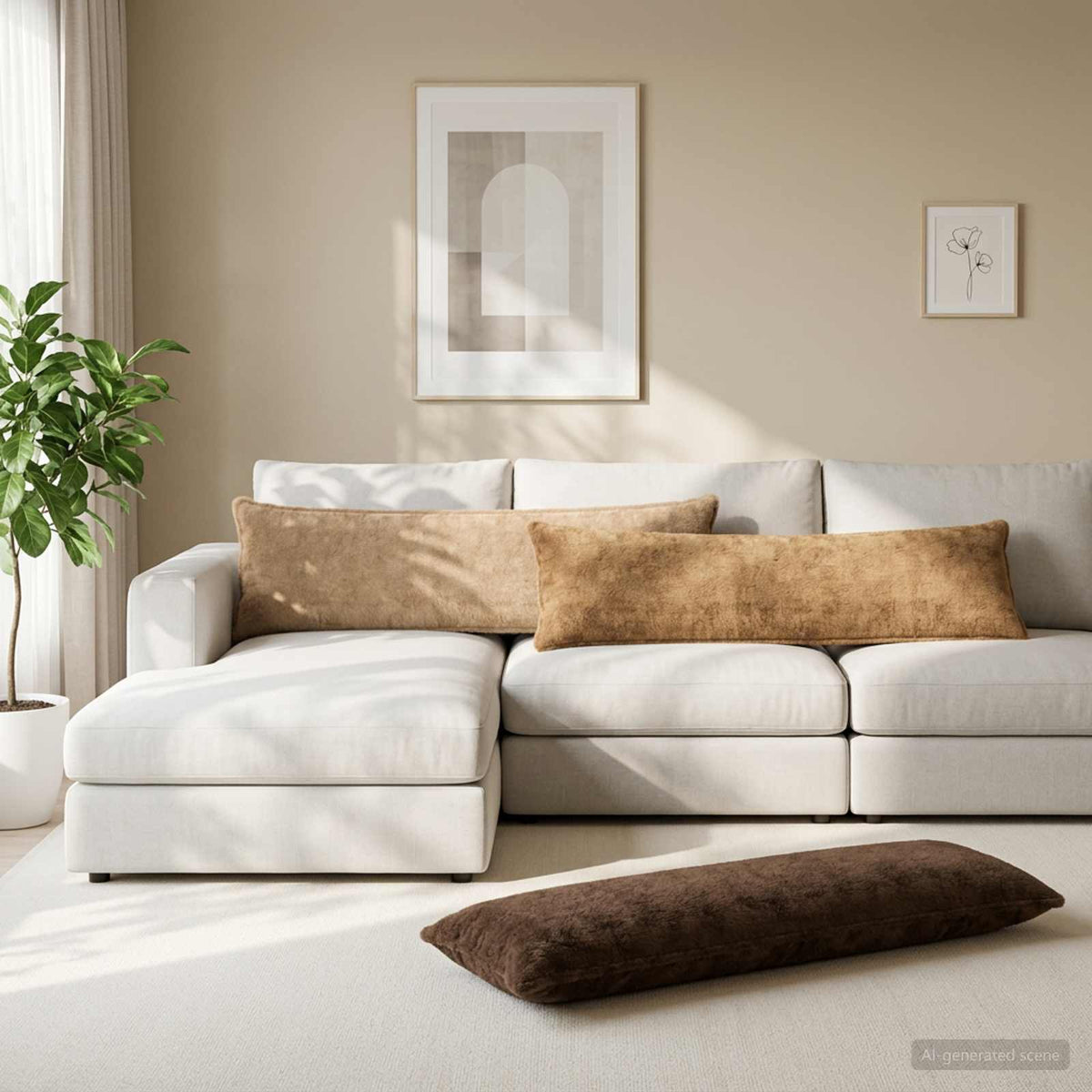 Cushion Cover 2 pcs HOUTEN Light Brown 40 x 145 cm