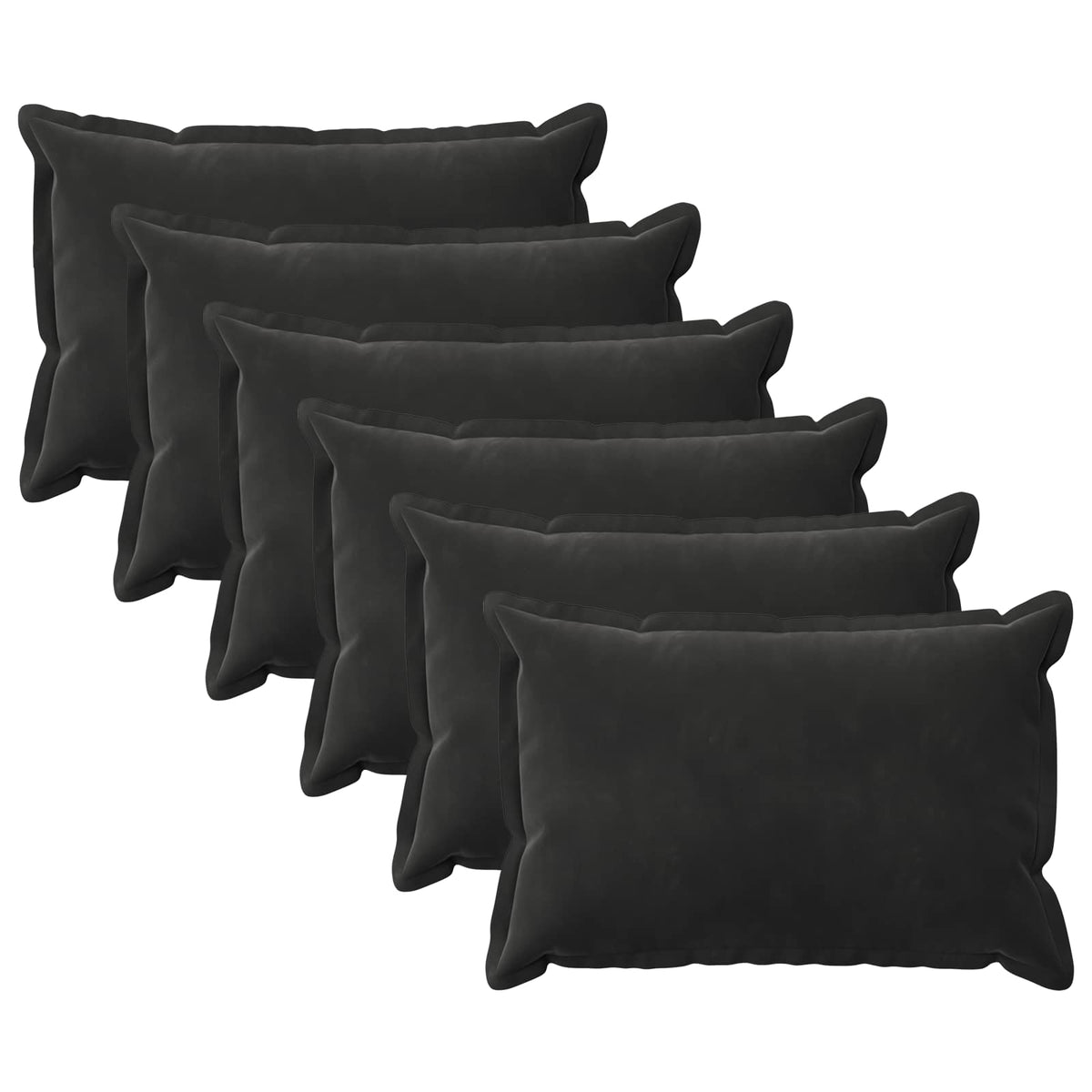 Cushion Cover 6 pcs HOUTEN Black 40 x 60 cm Velvet