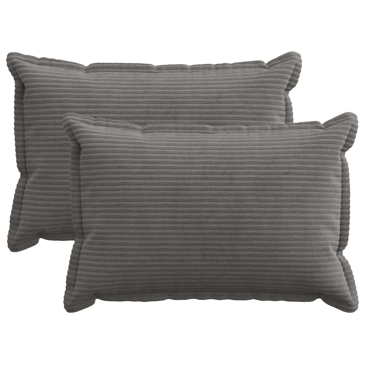 Cushion Cover 2 pcs HOUTEN Dark Grey 40 x 60 cm Corduroy