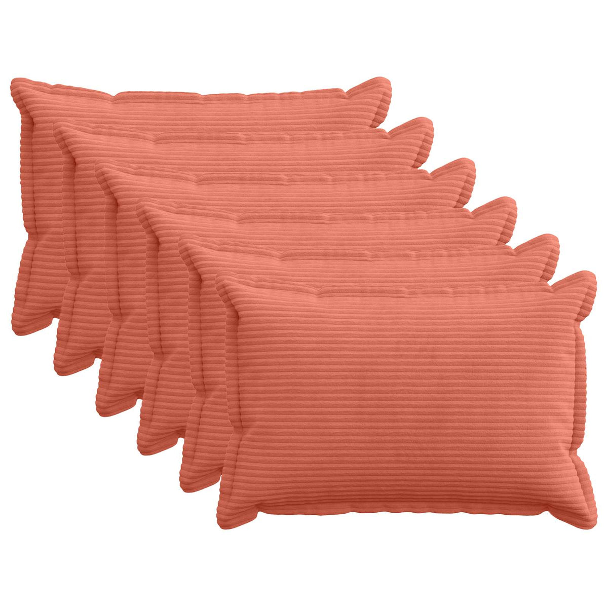 Cushion Cover 6 pcs HOUTEN Red Orange 40 x 60 cm Corduroy
