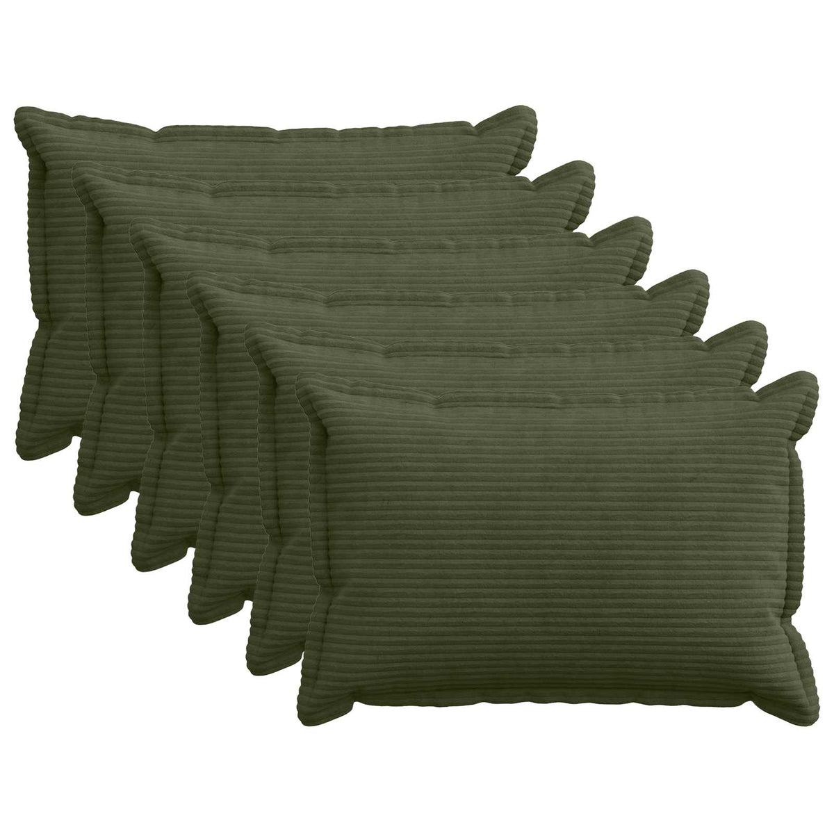 Cushion Cover 6 pcs HOUTEN Green 40 x 60 cm Corduroy