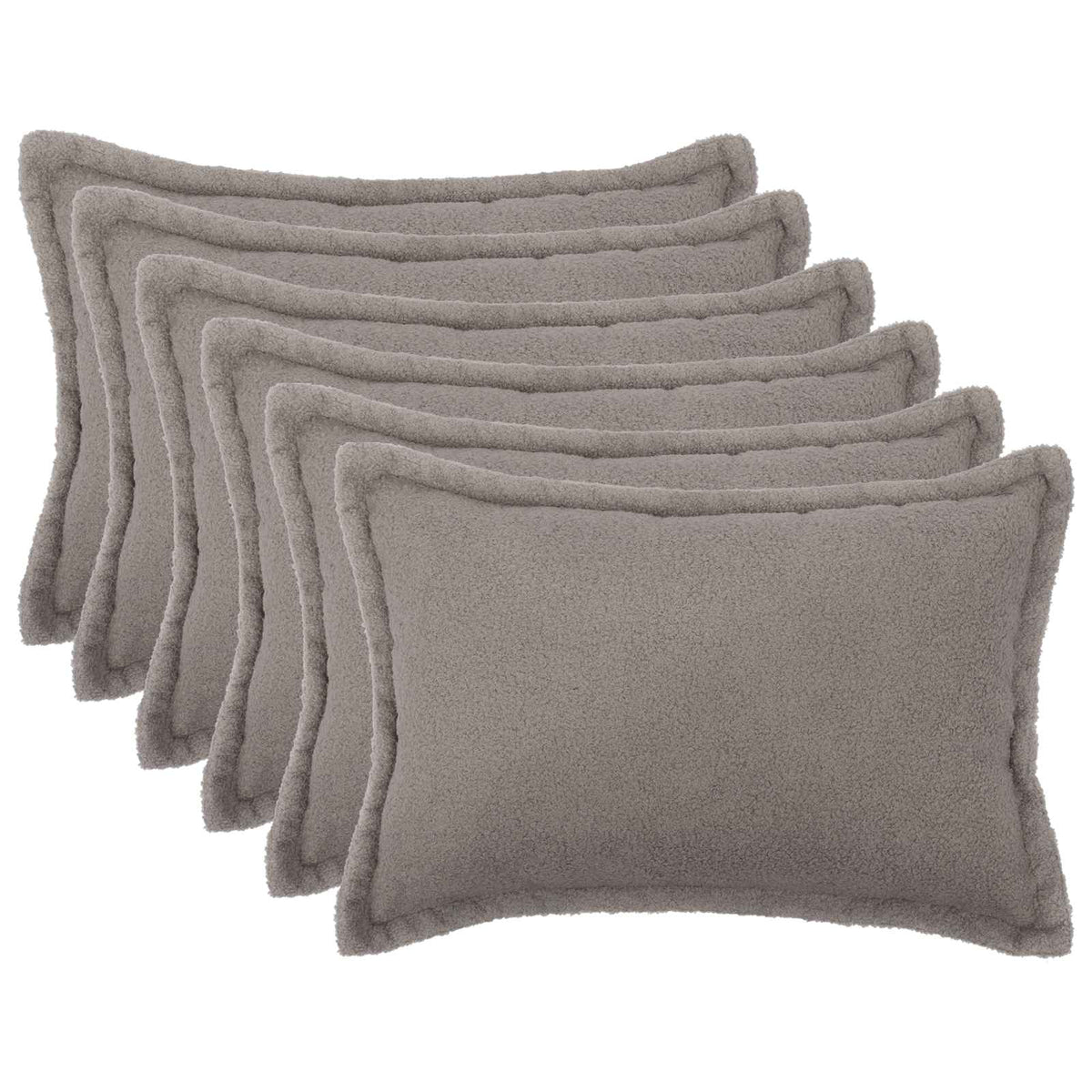 Cushion Cover 6 pcs HOUTEN Light Grey 40 x 60 cm Bouclé