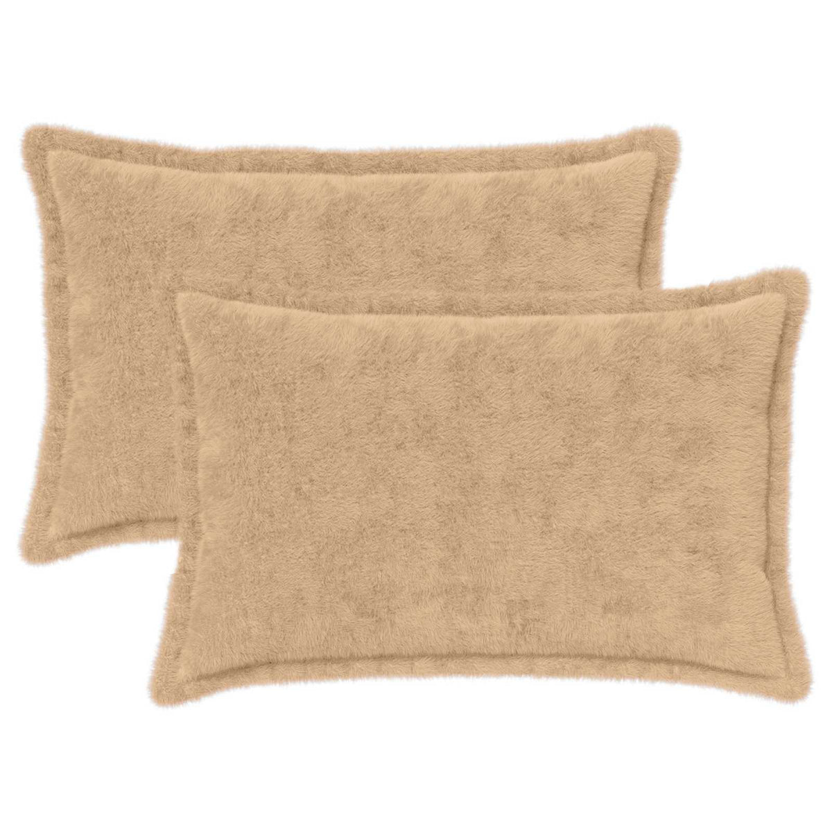 Cushion Cover 2 pcs HOUTEN Cream 40 x 60 cm Faux Rabbit Fur