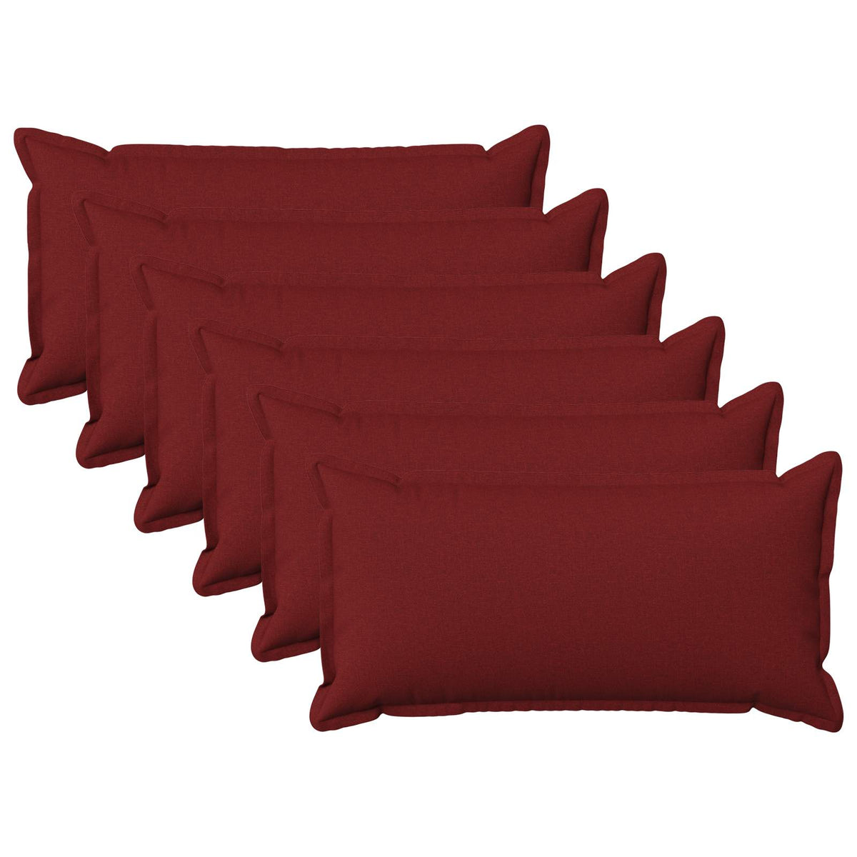 Cushion Cover 6 pcs HOUTEN Wine Red 40 x 70 cm Faux Linen