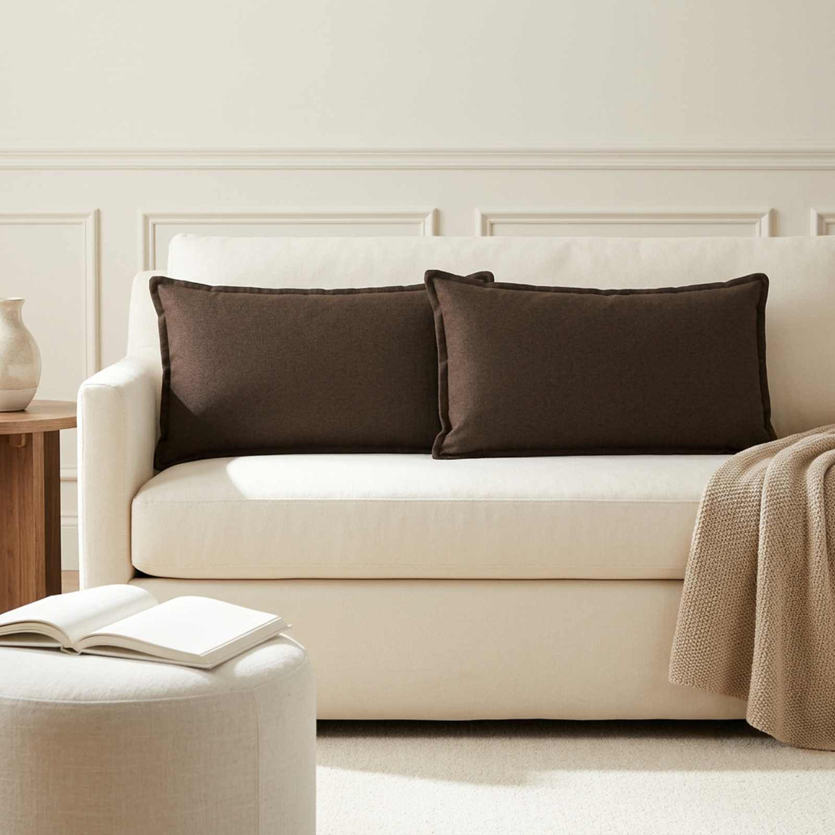 Throw Pillow 2 pcs HOUTEN Taupe 40 x 80 cm Faux Linen