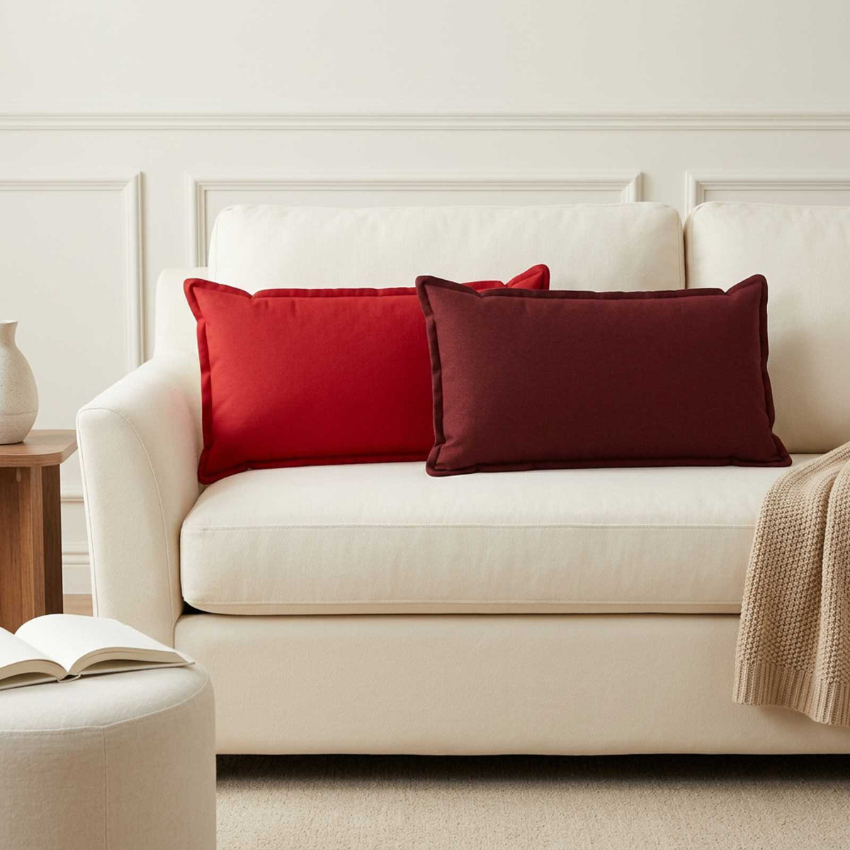Cushion Cover 12 pcs HOUTEN Red 40 x 80 cm Faux Linen