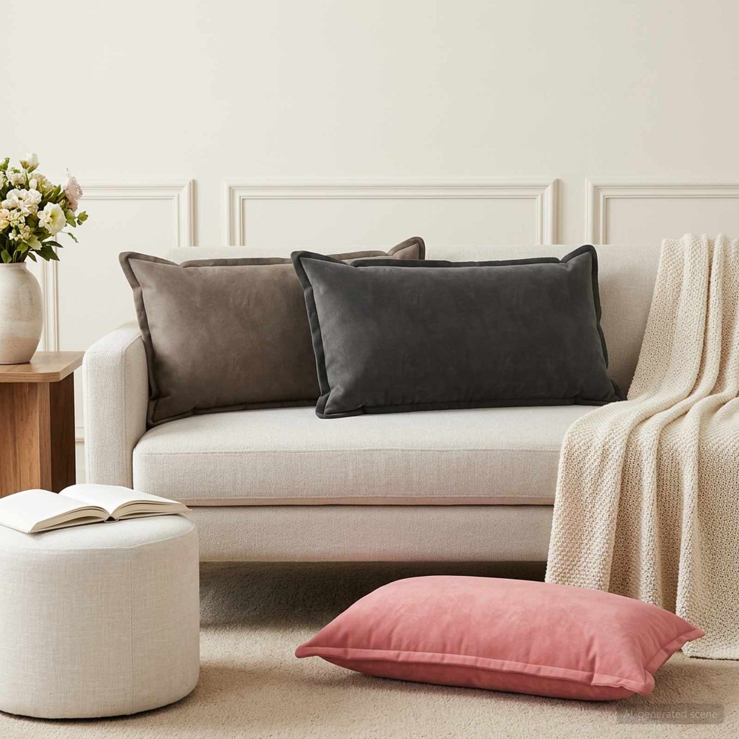 Cushion with Pillow HOUTEN 12 pcs Pink Velvet