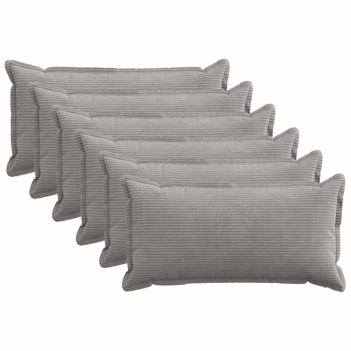Cushion Cover 6 pcs HOUTEN Light Grey 40 x 70 cm Corduroy