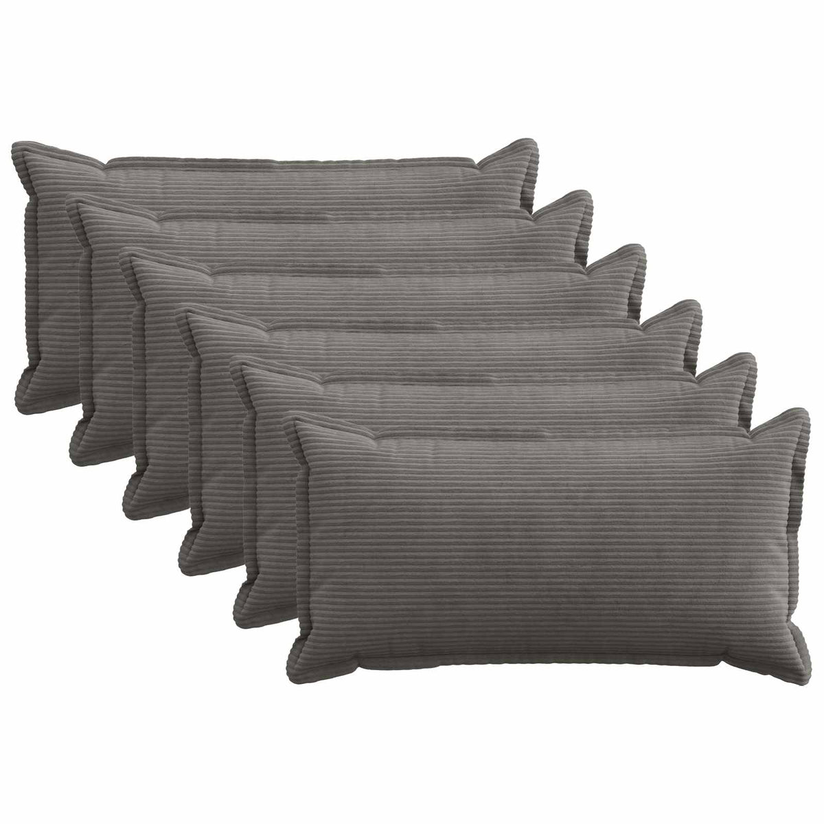 Cushion Cover 6 pcs HOUTEN Dark Grey 40 x 70 cm Corduroy