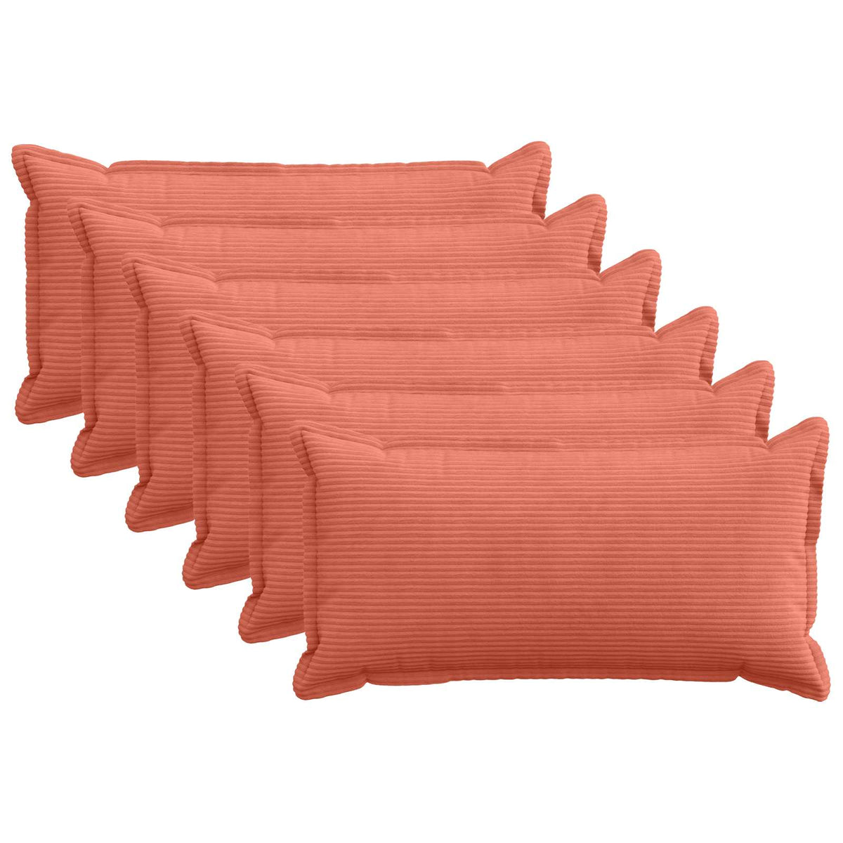 Cushion Cover 6 pcs HOUTEN Red Orange 40 x 70 cm Corduroy